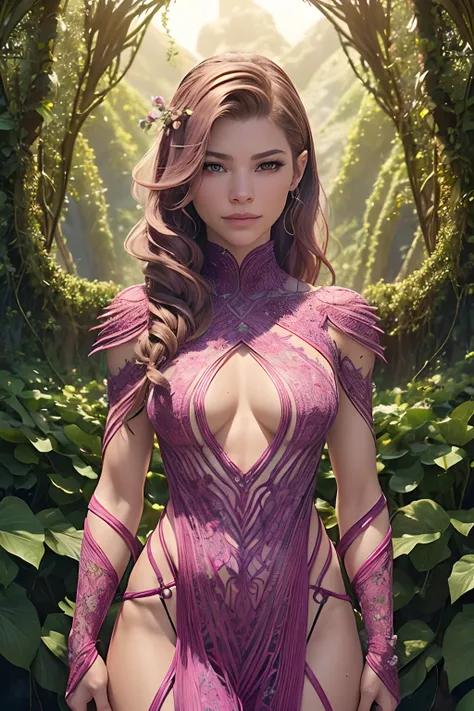 (zendaya:Evangeline Lilly) [woman:Plant:15], (masterpiece:1.4, best quality), (intricate details), unity 8k wallpaper, ultra detailed, beautiful and aesthetic, (surrealism:1.4), affinity for plants, can control their growth, shape, and even communicate wit...