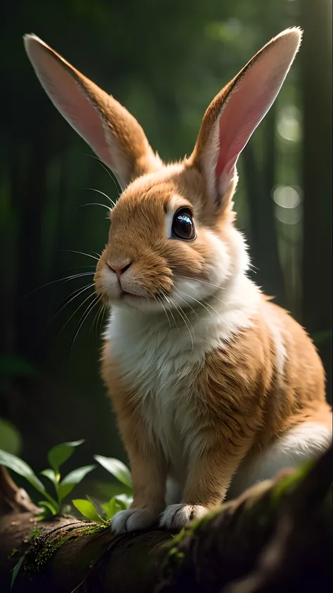 close up photo of a rabbit, forest, haze, halation, bloom, dramatic atmosphere, centred, rule of thirds, 200mm 1.4f macro shot, (natural skin texture, hyperrealism, soft light, sharp:1.2), (intricate details:1.12), hdr, (intricate details, hyperdetailed:1....