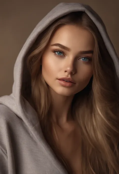 Sexy girl with blue eyes, ultra realistic, meticulously detailed portrait of Sophie Mudd, blonde hair and large eyes, selfie of a young woman, Violet Myers, without makeup, natural makeup, looking directly at the camera, face with artgram, subtle makeup, s...