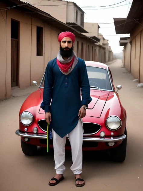 arafed man standing in front of a car with a bandana on his head, kyza saleem, khyzyl saleem, by Riza Abbasi, around 1 9 years old, very clear picture, very very low quality picture, ash thorp khyzyl saleem, profile picture, profile picture 1024px, standin...