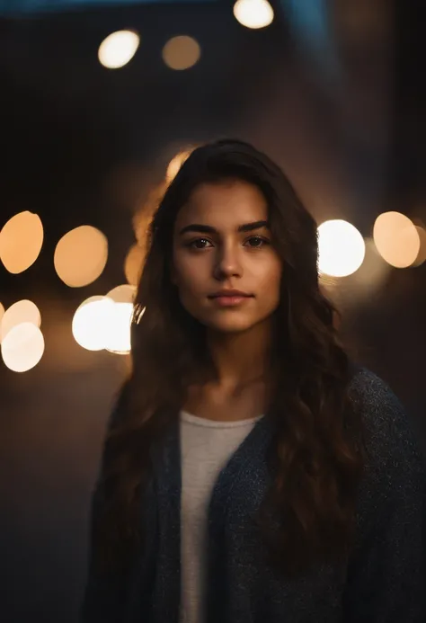 portrait of a 19-year-old girl, Mexican, beautiful, natural, no makeup, brown hair, social media model, good lighting, clear face