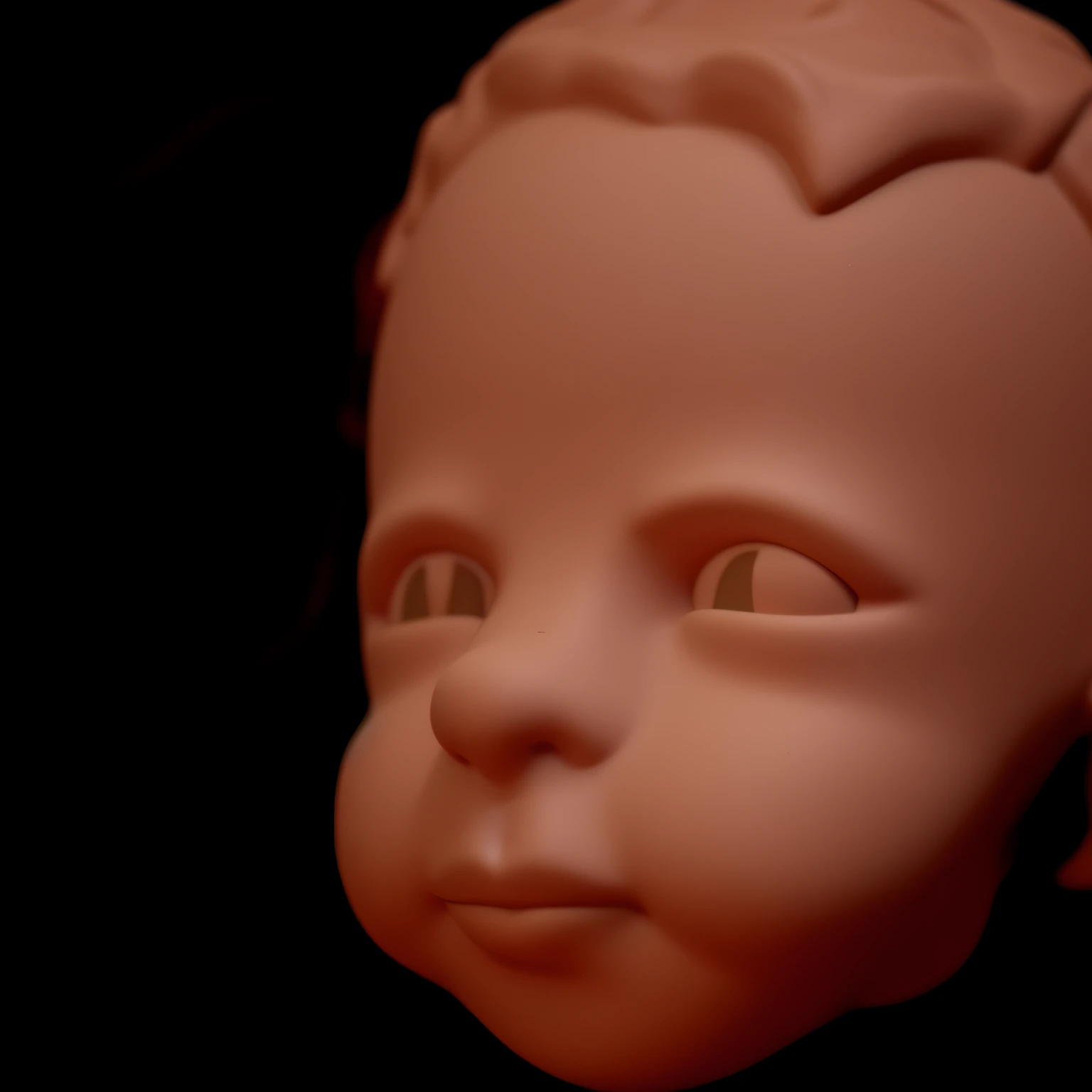 there is a clay head of a baby with a black background, heavy jpeg artifact blurry, clay render, blurred face, digital sculpture, blurry face, detailed unblurred face, face of an human, unsettling image, clay model, soft portrait, detailed clay model, 3d c...