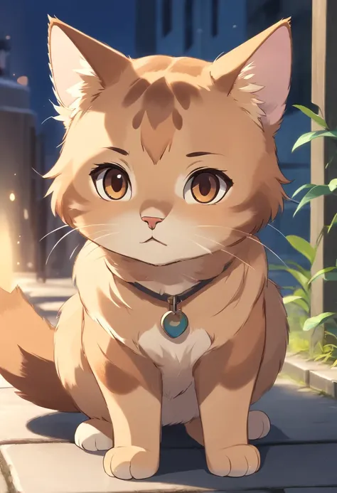 2D chibi character of a light brown European cat，Head down and cry