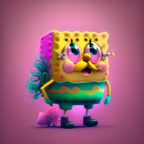 spongebob wearing pink