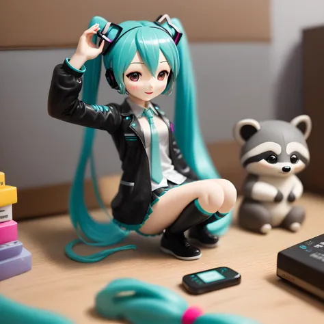 hatsune miku racoon figure