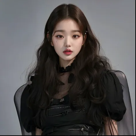 um close up de uma mulher com cabelos longos usando um vestido preto, retrato de jossi de blackpink, jinyoung canela, jaeyeon na...