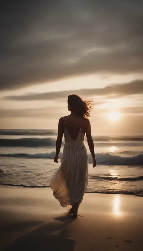 a woman in the beach