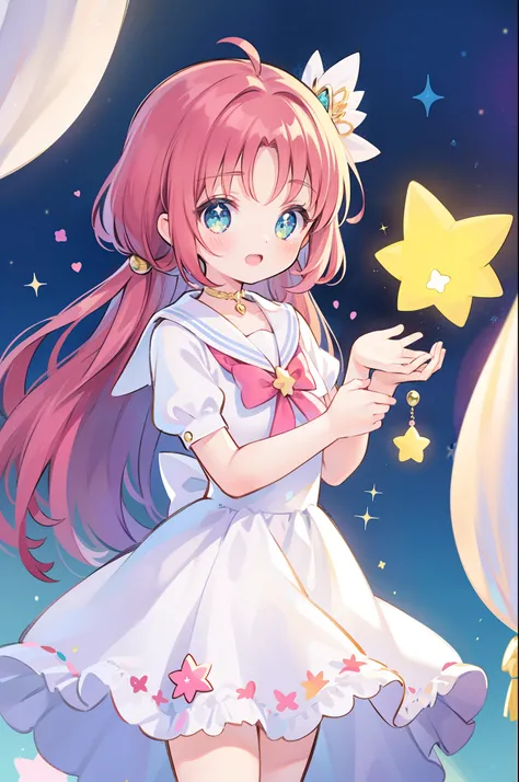 masterpiece, best quality, 1girl, magical girl, detailed magical girl costume, pretty cure, star guardian, Cardcaptor sakura, puella magi madoka magica, sailor moon, colorful gems, crystals, sparkling, bright colors