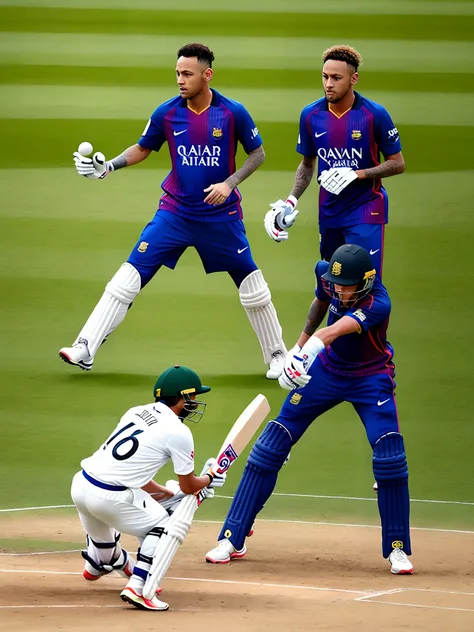 Messi neymar playing cricket