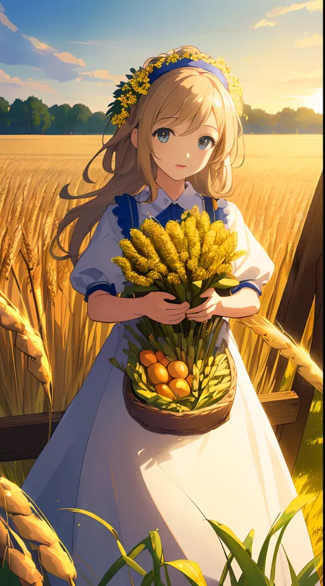 Masterpiece, best quality, (very detailed CG unified 8k wallpaper) (best quality), (best illustration), (best shade) nature harvest wheat, super meticulous , people working in the fields --v6