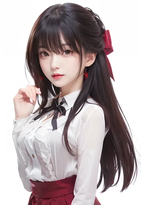 beautiful girl, black hair, red eyes, cute face, Kurumi tokisaki, Realistic