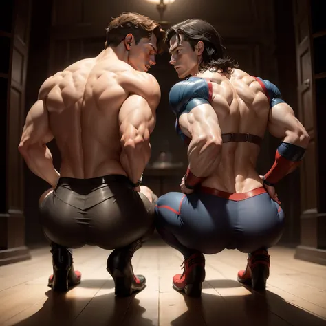 Tom Holland and Henry Cavil big ass and pec on his knees with a thong from behind seeing his ass