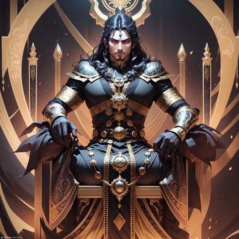 Dashanan Ravan, the embodiment of arrogance and power, stands atop a grand, obsidian throne. His ten heads are held high, each exuding an aura of defiance and dominance. His emerald-encrusted crown glistens, reflecting his unmatched authority. Ravans eyes,...