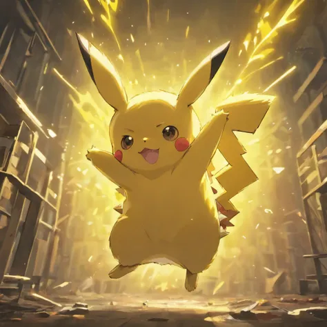 Pikachu，Cute jumps，Current surroundings，Body Stretching，Lightens the skin，top-quality，8K