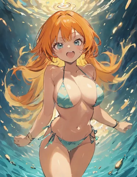 Nami from one piece with orange yellow hair , gaunt ass ,massive titts ,getting fucked in the vagina