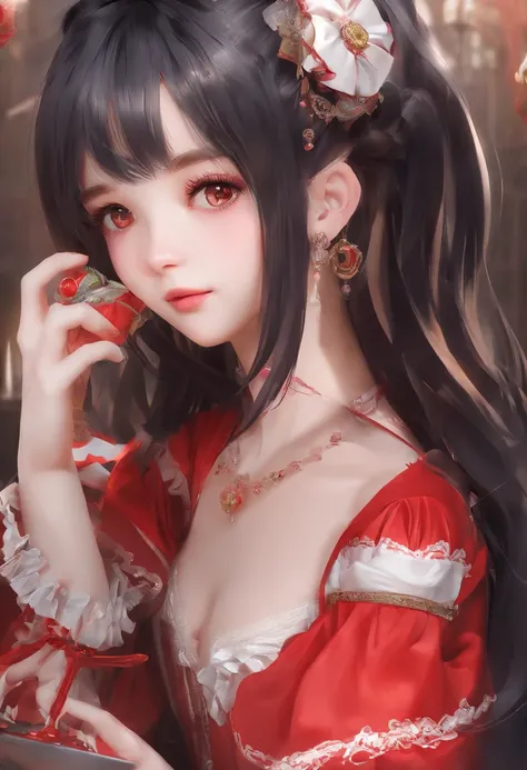 (masterpiece, best quality), intricate details, 8k, artstation, wallpaper, official art, splash art, sharp focus,, 1girl, long black hair, realistic, red eyes, cute girl, pantsu, young maid, naked