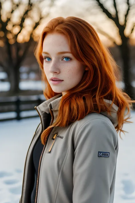 1girl in, age19, Solo, Aesthetic artwork, irish  redhead, wavy ginger hair, shoulder length ginger hair, gray eyes, light grey eyes, some small freckles, pale skin, A-cup, small breasts, runners body, (textured skin, skin pores:1.1), (moles:0.8), imperfect...