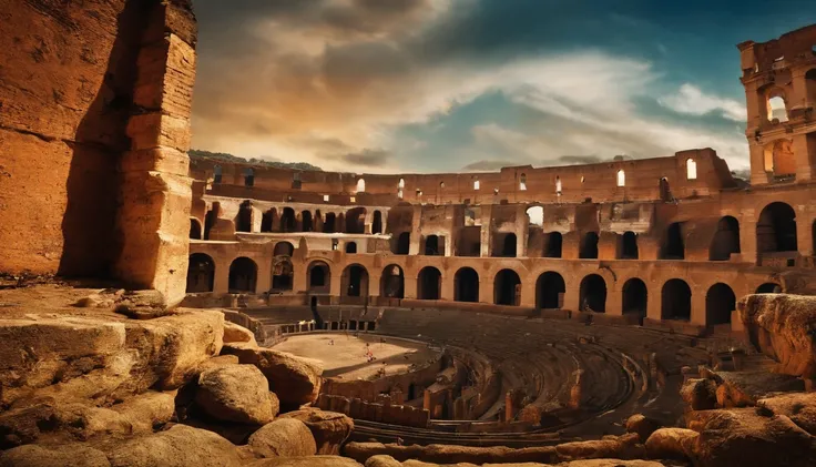 Guerrero espartano luchando en el Coliseo romano