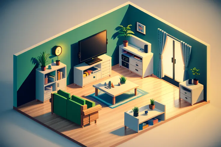 isometric room illustration