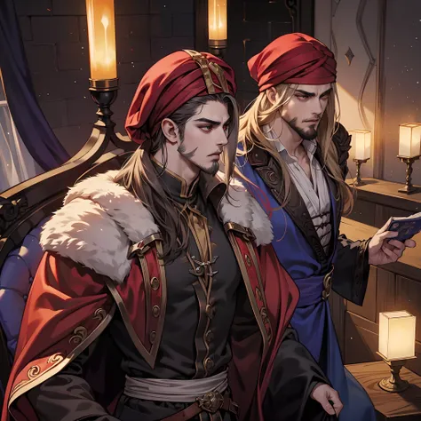 Castlevania Hyper Realistic Lord of Shadows Super Detailed Moroccan Arabic Lord Dracula Red Turban Hokuto No Ken Face Structure handsome muscular beard lord dracula