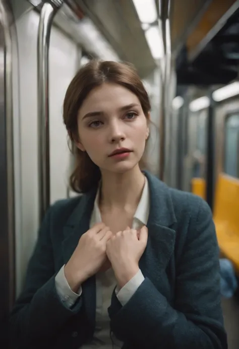 The girl who fell asleep on the subway did not know that her wide collar showed a little of her chest just as an old man sitting next to her saw it