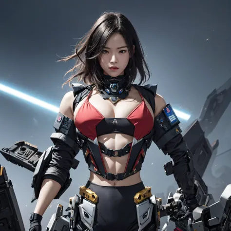 Mecha Female CG Giant Secret Realm，Asian women pose in colorful bikinis, Realistic secret mech girl rendering, detailed face of a asian girl, Reality in the secret world, Smooth CG art, Realistic. Cheng Yi, Realistic secret style, A lovely secret rendering...