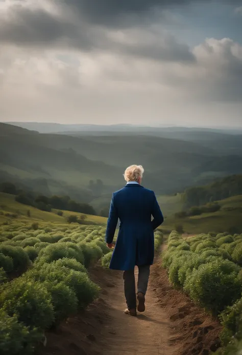 His pale hair and slightly curly beard spoke of his weariness，The land and seedlings under his feet are a career that he has never put down in his life，The blue jacket on his body was already white，The rolled up trouser legs fluttered in the wind, showing ...