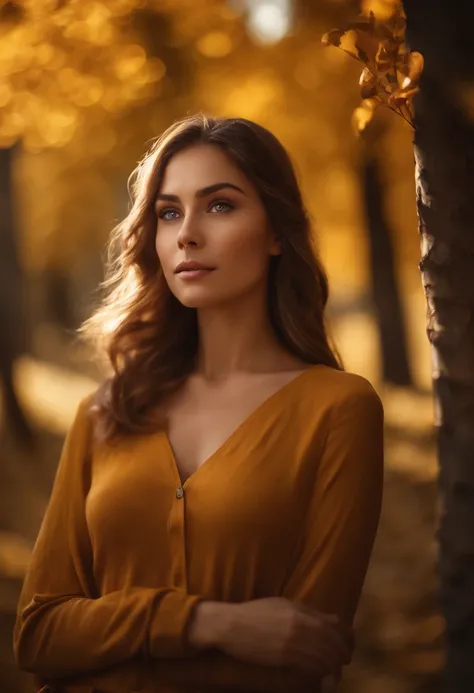 1girl,magic,mountain,brown hair,golden tree,shot from waist up,studying,surprised face,beautiful smile,saturated image,(best quality,4k,8k,highres,masterpiece:1.2),ultra-detailed,(realistic,photorealistic,photo-realistic:1.37),HDR,UHD,studio lighting,extre...