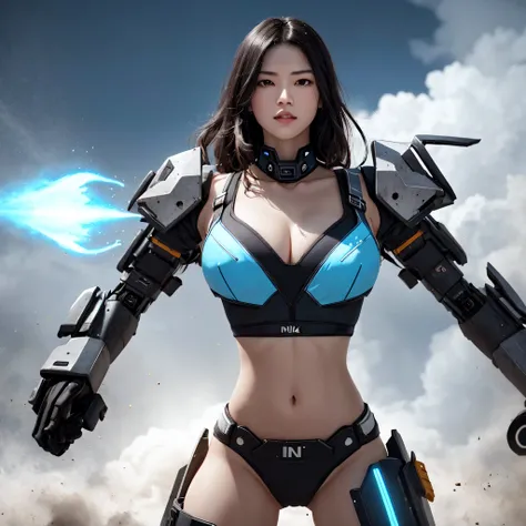 Mecha Female CG Giant Secret Realm，Asian women pose in colorful bikinis, Realistic secret mech girl rendering, detailed face of a asian girl, Reality in the secret world, Smooth CG art, Realistic. Cheng Yi, Realistic secret style, A lovely secret rendering...