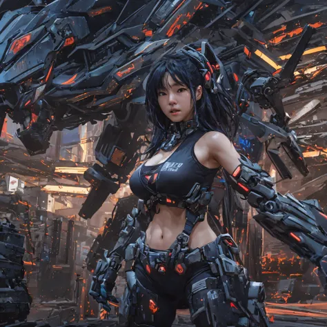 Mecha Female CG Giant Secret Realm，Asian women pose in colorful bikinis, Realistic secret mech girl rendering, detailed face of a asian girl, Reality in the secret world, Smooth CG art, Realistic. Cheng Yi, Realistic secret style, A lovely secret rendering...