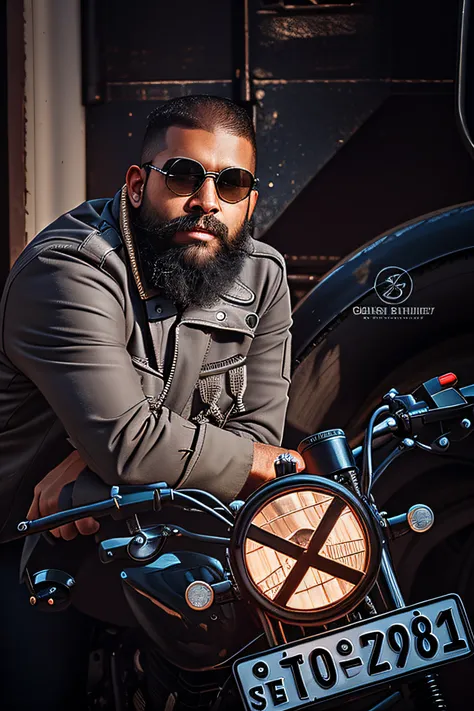 there is a man sitting on a motorcycle with a beard, shot on sony a 7 iii, shot on canon eos r5, shot on canon eos r 5, cinematic shoot, picture of a male biker, sri lankan mad max style, shot on sony a 7, 7 0 mm portrait, biker, shot on nikon z9, epic and...