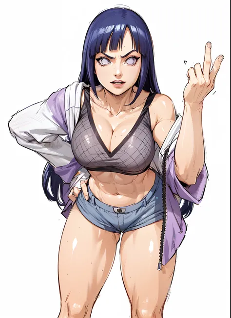 Hinata Hyuga, Extremamente Realista, sexy, bunda grande, pernas grossas, Fitness, 8k, Mostrando Dedo do meio