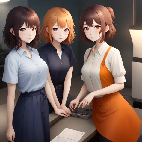 working adult
woman
Medium hair with brown and orange gradient
blue eyes
Shinonome sister and brother