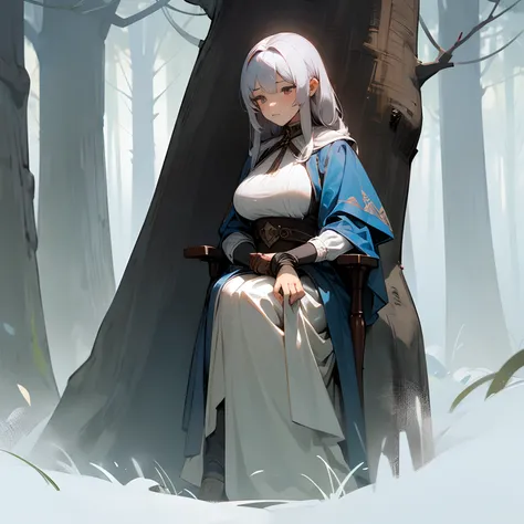 Mist in the Woods, A female dwarf is taking a brief respite, wearing fully clothed dress, giga_busty