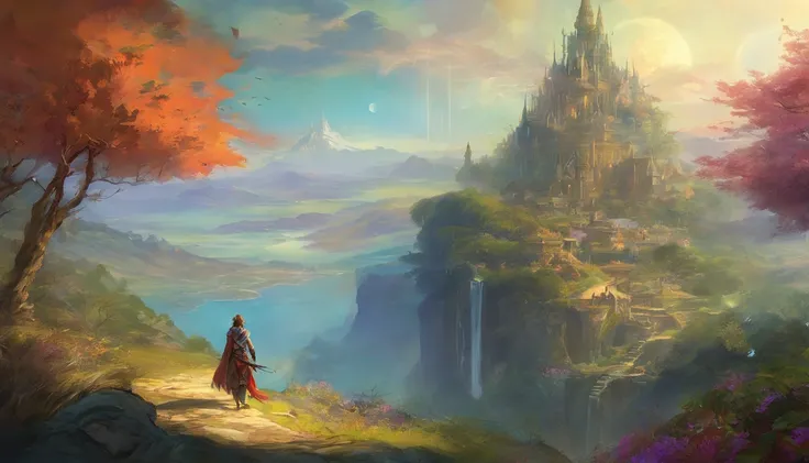 (by Greg Rutkowski: 1.2), (masterpiece), ((best quality)), extremely delicate and beautiful, illustration, (fantasy landscape), A mesmerizing fantasy landscape with enchanting elements blending seamlessly. ((Mt. Gagazet from final fantasy X)), A sense of t...