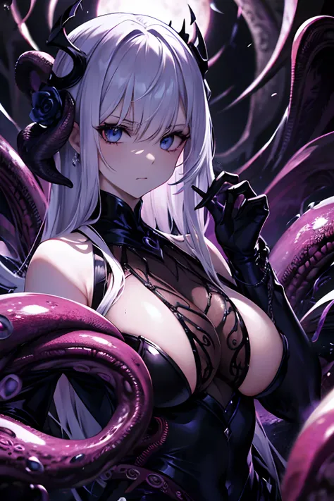 Evil, queen, tentacles, black veins