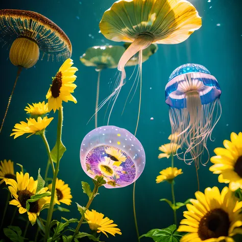 Jellyfish and sunflower