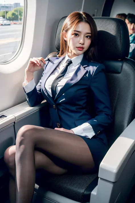 Sexy woman in flight attendant uniform、ukranian、Ukrainian goddess、Jaw-dropping beauty、Wear surreal pantyhose、Sit cross-legged on an airplane..........、A smile、high-heels、Gaming_NFFSW (English) (English) (English) (English) (English) (English) (English) (En...