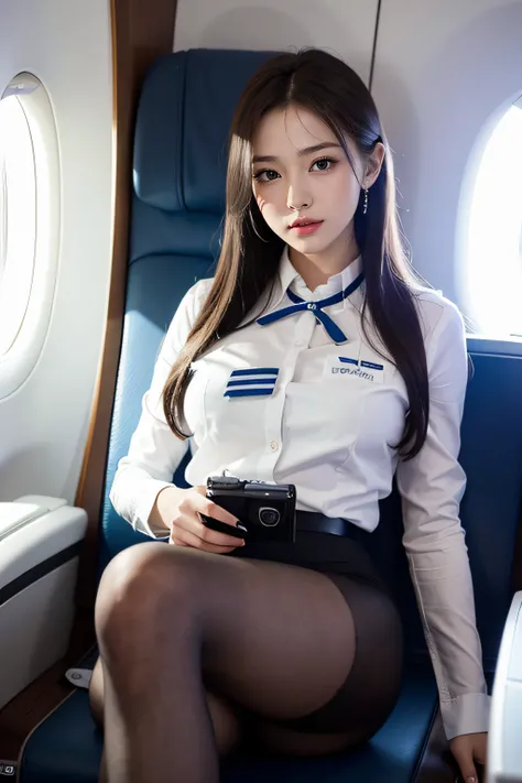 Sexy woman in flight attendant uniform、ukranian、Ukrainian goddess、Jaw-dropping beauty、Wear surreal pantyhose、Sit cross-legged on an airplane..........、A smile、high-heels、Gaming_NFFSW (English) (English) (English) (English) (English) (English) (English) (En...