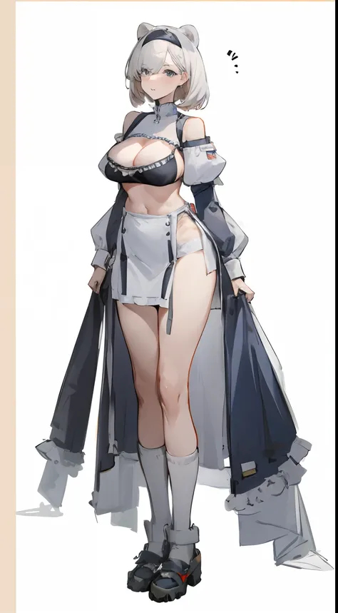 Bigboobs，cropped shoulders，knee length socks，Maids wear，maidennurse，Stand up，standing straight