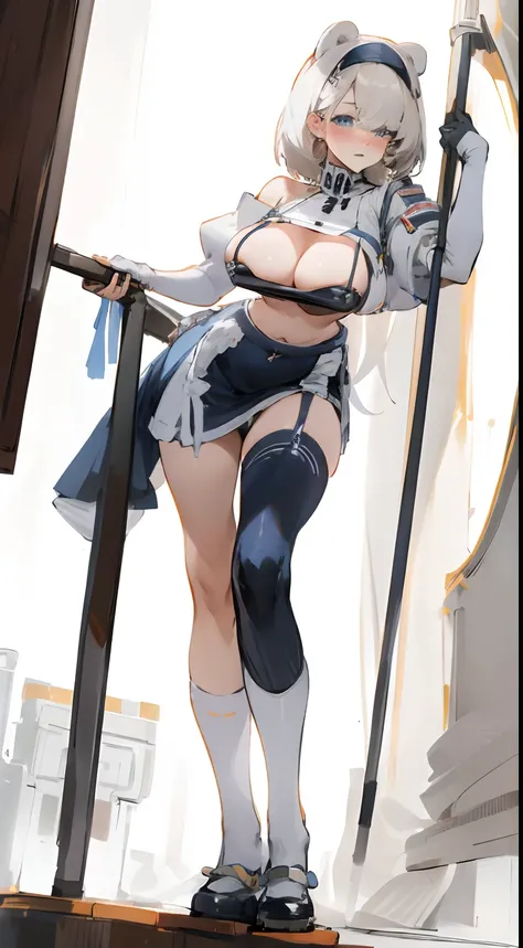 Bigboobs，cropped shoulders，knee length socks，Maids wear，maidennurse，Stand up，standing straight