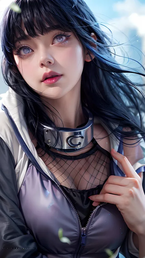 a close up of a person with long hair and a hoodie, hinata hyuga, hinata hyuga from naruto, from naruto, as an anime character, perfect anime face, she has dark blue hair with bangs, female anime character, anime character, anime best girl, hime cut hairst...