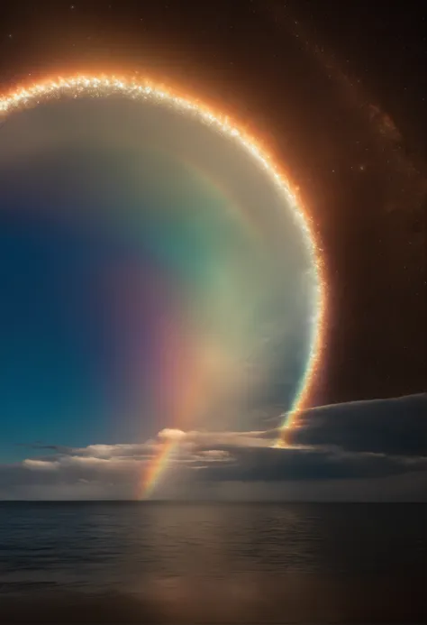 Close up of iridescent circle in the sky, ethereal rainbows, Rainbow clouds, A very colorful heaven, Rainbow clouds, Holy Light Halo, sunny rainbow galaxy stormy sea, Rainbow in the sky, Optical Synchrotron Halo, ethereal rainbow nimbus, Prism Halo, bright...