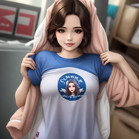 Mulher com camiseta escrito RJ Personalizados