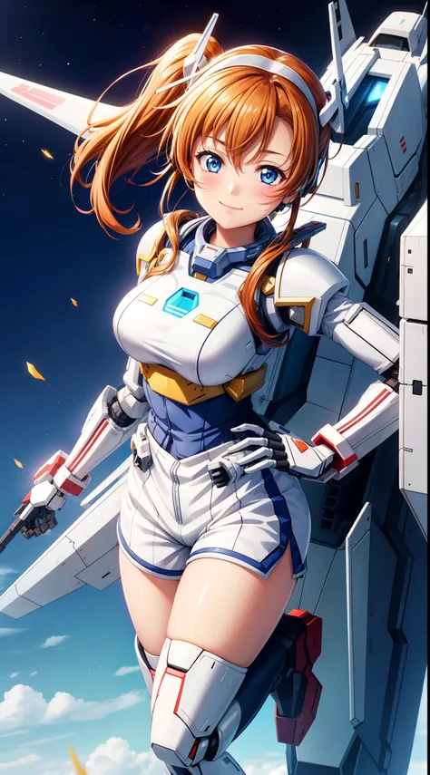 kousaka honoka, ferra white mecha, fully robotic!! girl, on a gundam, female mecha, arasaka mech, white mecha, mechanized valkyr...