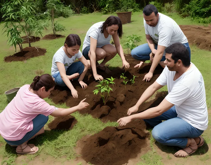 Familia plantando