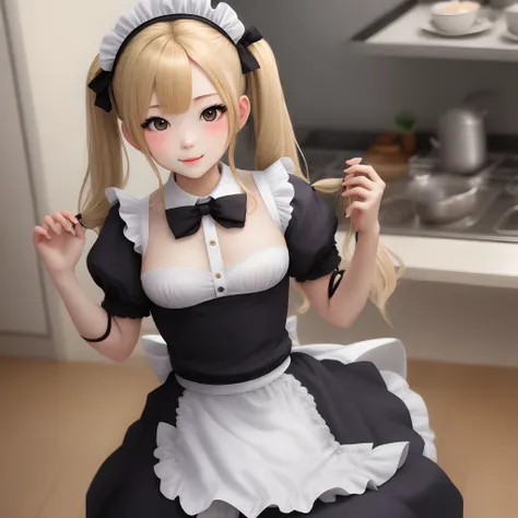 Maid twintail blonde