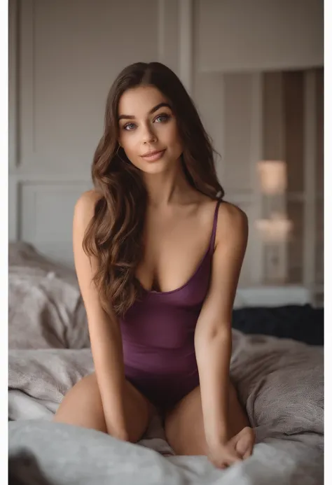 arafed woman with matching tank top and panties, sexy girl with brown eyes, portrait sophie mudd, brown hair and large eyes, selfie of a young woman, bedroom eyes, violet myers, without makeup, natural makeup, looking directly at the camera, face with artg...