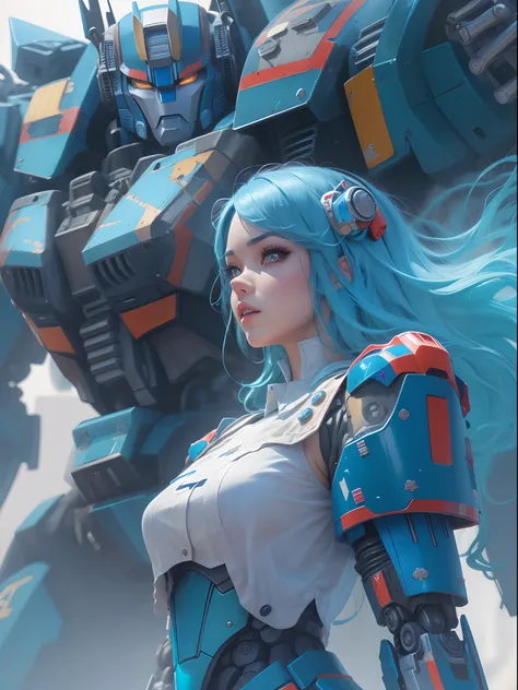 (Close-up of the blue-haired woman and the blue mech Optimus Prime), (anime robots:1.3), anime mecha aesthetic, Trends in CGstation, (Cute robot girl:0.8), Smooth blue armor, Guvitz-style artwork, Blue girl
Baroque art style,concept art of character,Clear ...