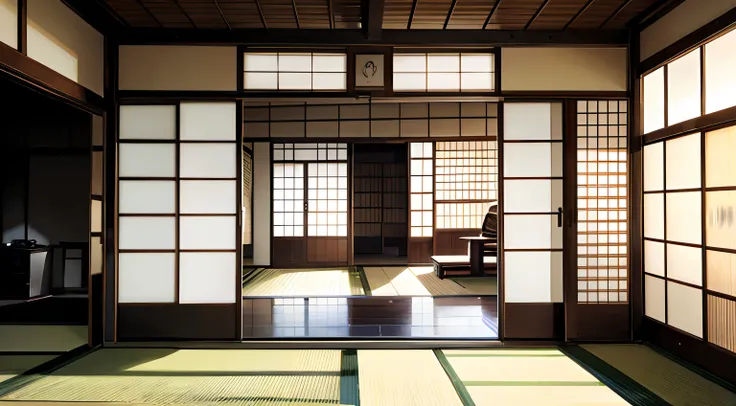 Interior of house, wall, sliding japanese doors, nostalgic, empty